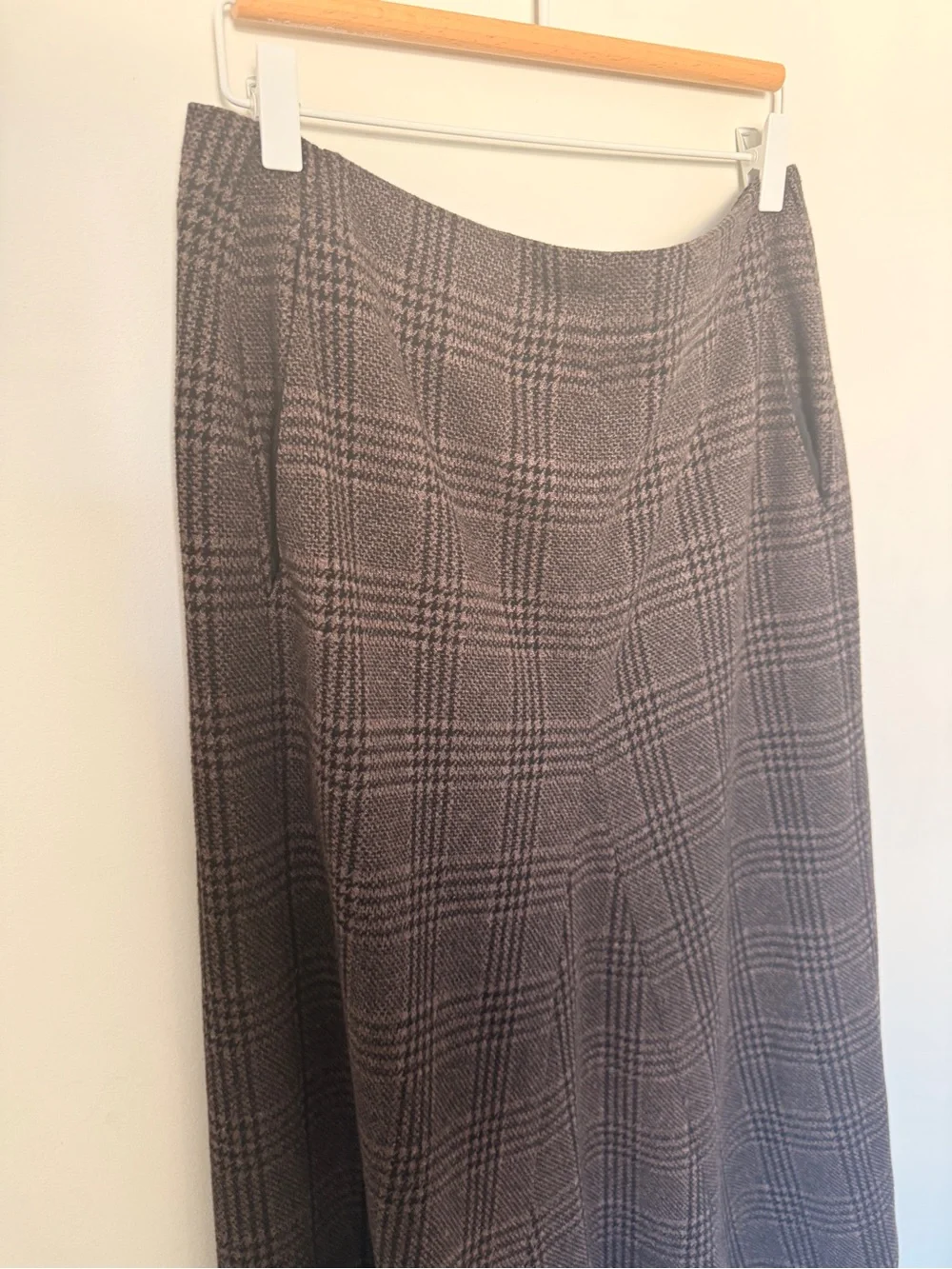 Tibi Lutz Knit Godet Midi plaid A-Line Midi Skirt - Picture 8 of 10